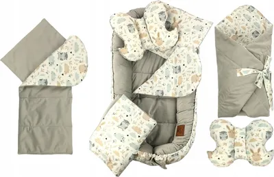 Produktbild von PAMEK® Baby Nestchen 90x50cm bis zu 9 Monaten (7 teiliges KOMPLETT - SET, inkl. BABYHORN) - gesteppt - sehr weiches Material, Kokon zum schlafen und spielen