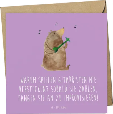 Produktbild von Mr. & Mrs. Panda Grußkarte Gitarre Improvisation - Lavendeltraum - Geschenk, Klappkarte, Lernen, Freiheit, Musiker, doppelkarte, Liebe, Instrument, faltkarte, anlasskarte