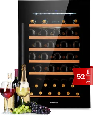 Obrázek produktu pro Klarstein Vestavěná vinotéka, 137l, Slim, 1 zóna, skleněné dv., 5-22°C, 52 lahví