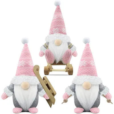 Produktbild von Weihnachtswichtel Figuren 3er Set Rosa Weihnachtsdeko Deko Zubehör Nachbildungation Home Küche