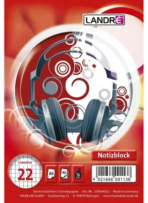 Immagine prodotto di LANDRE Spiralnotizblock A6 40 Blatt Lineatur 22 10Stk