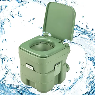 Produktbild von GOPLUS Campingtoilette Reisetoilette tragbare Toilette Outdoor WC mobiles WC 20L, bis zu 150 kg belastbar (Grün)