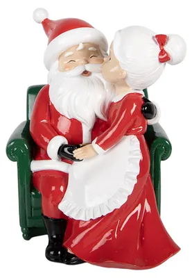 Produktbild von Clayre & Eef Weihnachtsdekorationsfigur Weihnachtsmann 15x17x20 cm Rot Kunststoff