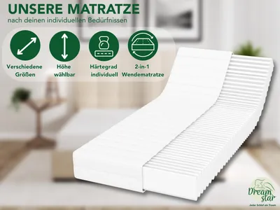 Produktbild von Ergonomische 7-Zonen Kaltschaummatratze | 90 x 200 cm | 17cm | H2 & H3 | DREAMSTAR Simple Flex