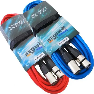 Zdjęcie produktu dla keepdrum 6m MC-001XX kabel mikrofonowy XLR czerwony niebieski 2 szt