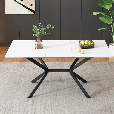 Immagine prodotto di Tavolo pieghevole da pranzo - Tavolo allungabile - Tavolo pieghevole - Tavolo da pranzo estensibile - Tavolo da pranzo bianco