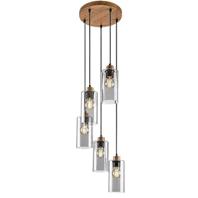 Immagine prodotto di Rabalux 72125 Lampada a sospensione 5 spot Tanno, E27, marrone-grigio, rotonda, moderna, ø100mm