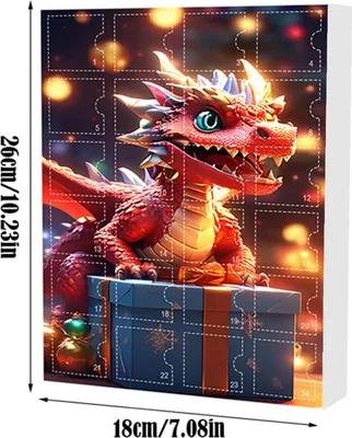 Produktbild von Drachenbaby-Adventskalender, 24-Tage-Weihnachts-Countdown-Kalender im Inneren, Acryl-Cartoon-Baby-Drachen-Hängeornament für Kinder, Weihnachtsspaß