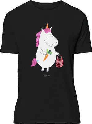 Produktbild von Mr. & Mrs. Panda S T-Shirt Einhorn Vegan - Schwarz - Geschenk, Gesund Leben, Shirt, Tshirt, Rohkost, essen, Lustiges, Unicorn, Veganer, mit Spruch, Veganismus