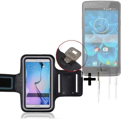 Produktbild von TOP SET kompatibel mit Qilive Q4 5.0 Neopren Jogging Armband Sportarmband Oberarmband kompatibel mit Qilive Q4 5.0 schwarz mit Reflektor Streifen +