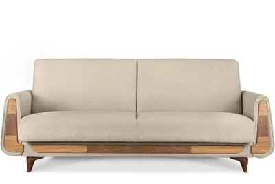 Obrázek produktu pro Pohovka Konsimo pro 3 osoby s rozkládací funkcí spaní s područkami "GUSTAVO", krémová, látka/pěna, moderní, 230x98x98 cm