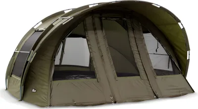 Produktbild von Lucx Leopard XXL Bivvy Angelzelt für 3–4 Personen – großes Karpfenzelt mit herausnehmbarer Bodenplane mit Reißverschluss & 10.000 mm Wassersäule, wasserdicht & robust