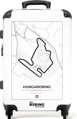 Produktbild von NoBoringSuitcases.com® Großer Koffer - F1 - Hungaroring - Rennstrecke - Weiß - Ungarn - Kombinationsschloss TSA - Hartschalen Trolley 4 Rollen - 72 liter - Reisekoffer - 66 cmKoffer Mittelgroß 67x43x25 cm, 72L,