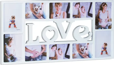 Produktbild von relaxdays Collage ramka na zdjęcia LOVE biała 72,0 x 36,5 cm