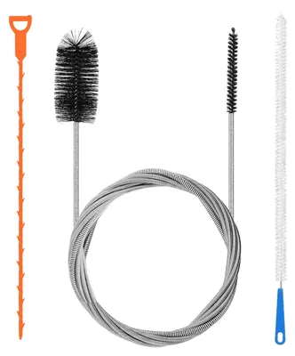 Abflussbürsten-Set, 3-teilig, flexibel, 155 cm + 45 cm + 50,5 cm