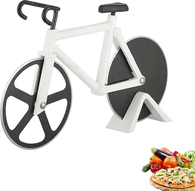 Produktbild von Lustiger Fahrrad Pizzaschneider - RVS Pizzaschneider mit Antihaftbeschichtung für perfekte Schnitte