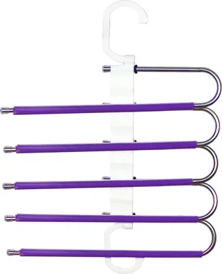 Produktbild von Mehrschichtiger Hosenständer-Aufbewahrungshalter, rutschfest, faltbares Design, vielseitiger rutschfester Kleiderbügel-Schalhalter aus Edelstahl