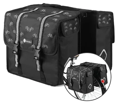 Produktbild von Packaway Doppel-Fahrradtasche – 36 l wasserdicht – Reflektierendes Schwarz – Muster