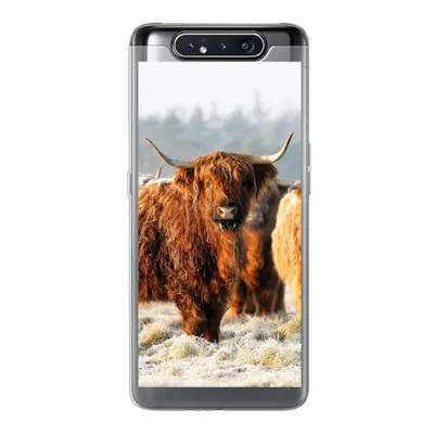 Produktbild von MuchoWow® Handyhülle Schutzhülle Hülle für Samsung Galaxy A80 Schottische Highlander - Schnee - Wald Silikon Softcase Handy Hülle - Schutzdeckel