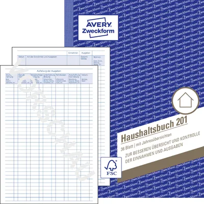 Produktbild von Avery Zweckform 201, Haushaltsbuch, A5, mit Jahresübersicht, 36 Blatt