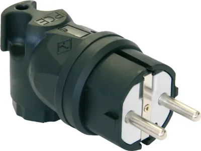 Obrázek produktu pro PC ELECTRIC ochranný kontakt, úhlová zástrčka, plná guma, IP44, 1 ks.