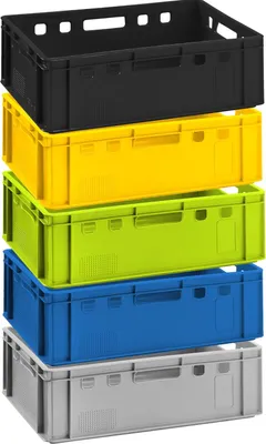Produktbild von 5x Fleischkiste E2 Fleischerkiste Eurobox 60x40x20cm lebensmittelecht, robust, stapelbar | Lagerkisten, Stapelkisten, Metzgerkiste  Germany