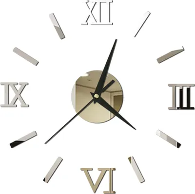 Produktbild von 3D Diy Wanduhr, Silber, Durchmesser 36–100 Cm, Rahmenlose Spiegelwanduhr Mit Römischen Ziffern, Für Wohnzimmer Schlafzimmer Büro
