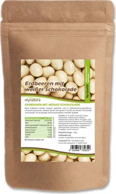 Produktbild von Mynatura Erdbeeren, gefriergetrocknet, in weißer Schokolade 1Kg