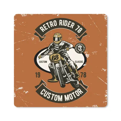 Produktbild von MuchoWow® Mauspad Mousepad Motorrad - Mann - Retro 20x20 cm - Mousepads - Maus Mat - Pad - Mausunterlage - Desk Mat - Bureauartikeln