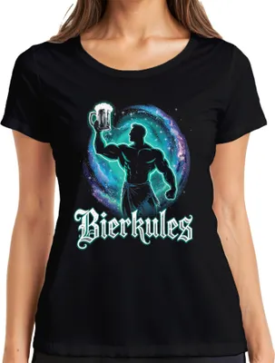 Produktbild von Bierkules Bierkrug Muskelmann Karneval Bierliebhaber  Damen T-Shirt, Schwarz, XL