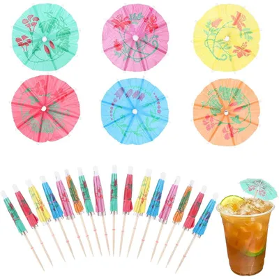 50 Papier-Paraplu's für Cocktails, tropische Drinks, 10 cm