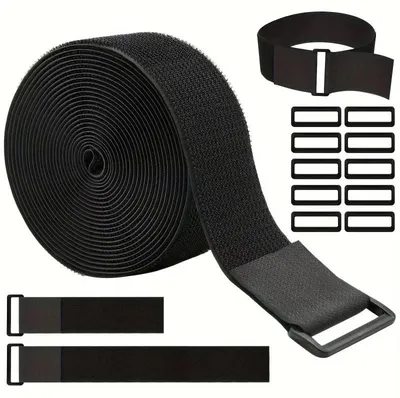 Produktbild von Kabelbinder - Klettband für Kabel - Selbstklebend - Wiederverwendbar - Strapazierfähig - 5 cm breit - 5 m lang - Schwarz