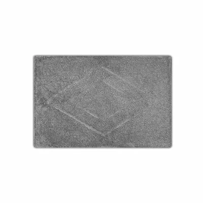 Produktbild von Badezimmer Teppich 60x40 cm Badematte Badvorleger Grau Raute WC Bad Duschvorleger Baumwolle Badteppich Badläufer Badezimmermatte Duschvorlage Waschbar