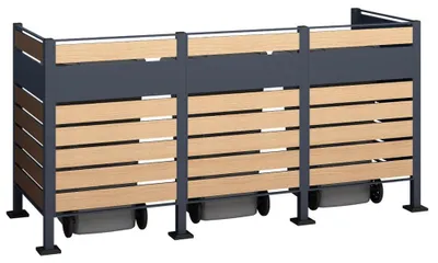 Produktbild von Westmann Metall Mülltonnenverkleidung Planum 3x240 L Holzoptik 250x90x120 cm