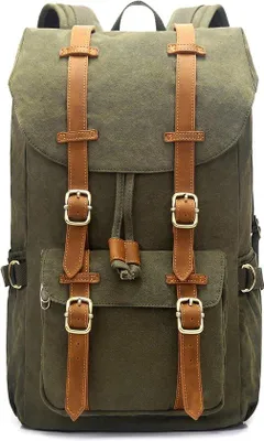 Produktbild von Famanu Rucksack aus Canvas, Wasserfest für Reisen - Grün