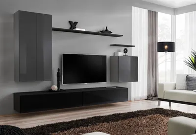 Zdjęcie produktu dla Zestaw mebli do salonu, 6 elementów, szafka pod telewizor, kredens, luksusowe meble do salonu, szafa ścienna