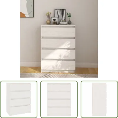 Produktbild von The Living Store Beistellschrank Weiß 60x36x84 cm Massivholz Kiefer