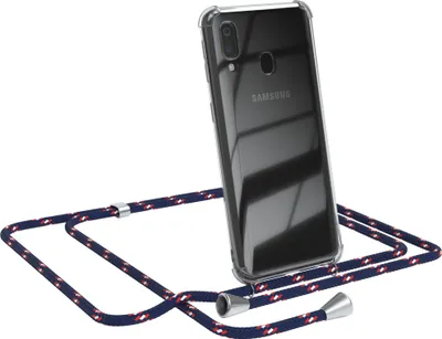 Produktbild von EAZY CASE Handykette kompatibel mit Samsung Galaxy A40, Handyhülle mit Umhängeband, Handykordel, Schutzhülle Clear, Band in Blau
