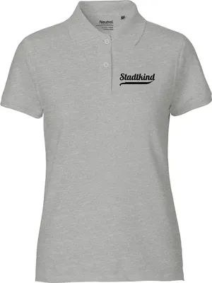 Produktbild von Huuraa Damen Polo Shirt Stadtkind Schriftzug XS Sport Grey Bio Baumwolle Fairtrade Poloshirt Geschenkidee