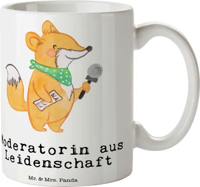 Produktbild von Mr. & Mrs. Panda Tasse Moderatorin Leidenschaft - Weiß - Geschenk, Becher, Motivtasse, Kaffeetasse, Kaffeebecher, mit Spruch