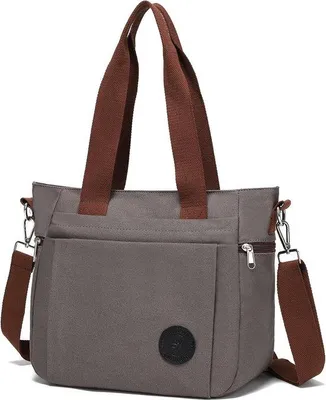 Produktbild von Famanu Canvas Tasche Damen Shopper mit Reißverschluss - Vintage Style