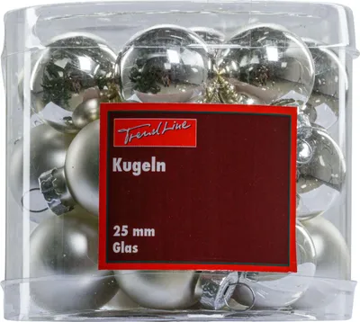 Produktbild von TrendLine Weihnachtskugeln aus Glas Ø 2,5 cm silber 24 Stück