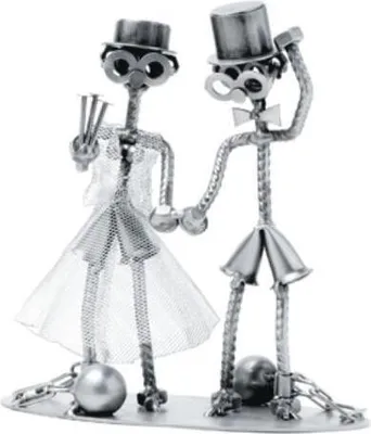 Immagine prodotto di Figurina di coppia di sposi realizzata a mano in metallo - Pezzo unico per il matrimonio