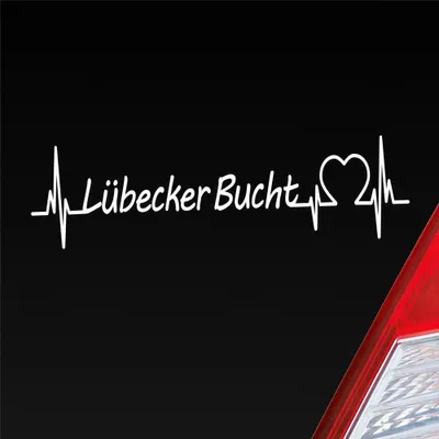 Produktbild von Auto Aufkleber Lübecker Bucht Puls Herzschlag mit Ferien Region Motiv 19x5 cm Weiss Matt Sticker Heckscheibenaufkleber