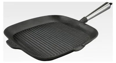 Produktbild von Eckige Grillpfanne aus Gusseisen 28 x 28 cm mit Edelstahlgriff