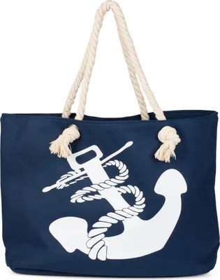 Produktbild von Große Strandtasche dunkelblau-weiß 57x33x32cm