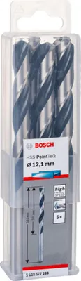 Obrázok produktu pre Vrták do kovu HSS PointTeQ, DIN 338, 12,1 mm, balenie 5 ks