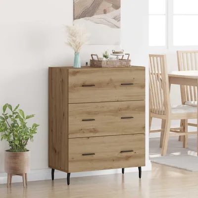 Obrázok produktu pre vidaXL Artisan dubový príborník 69,5 x 34 x 90 cm kompozitné drevo a železo