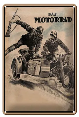 Produktbild von Blechschild Retro 20x30cm das Motorrad Soldaten