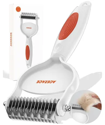 Produktbild von Hundebürste Unterwolle für Langhaar, Katzenbürste Entfilzungskamm, Fellwechselpflege Orange